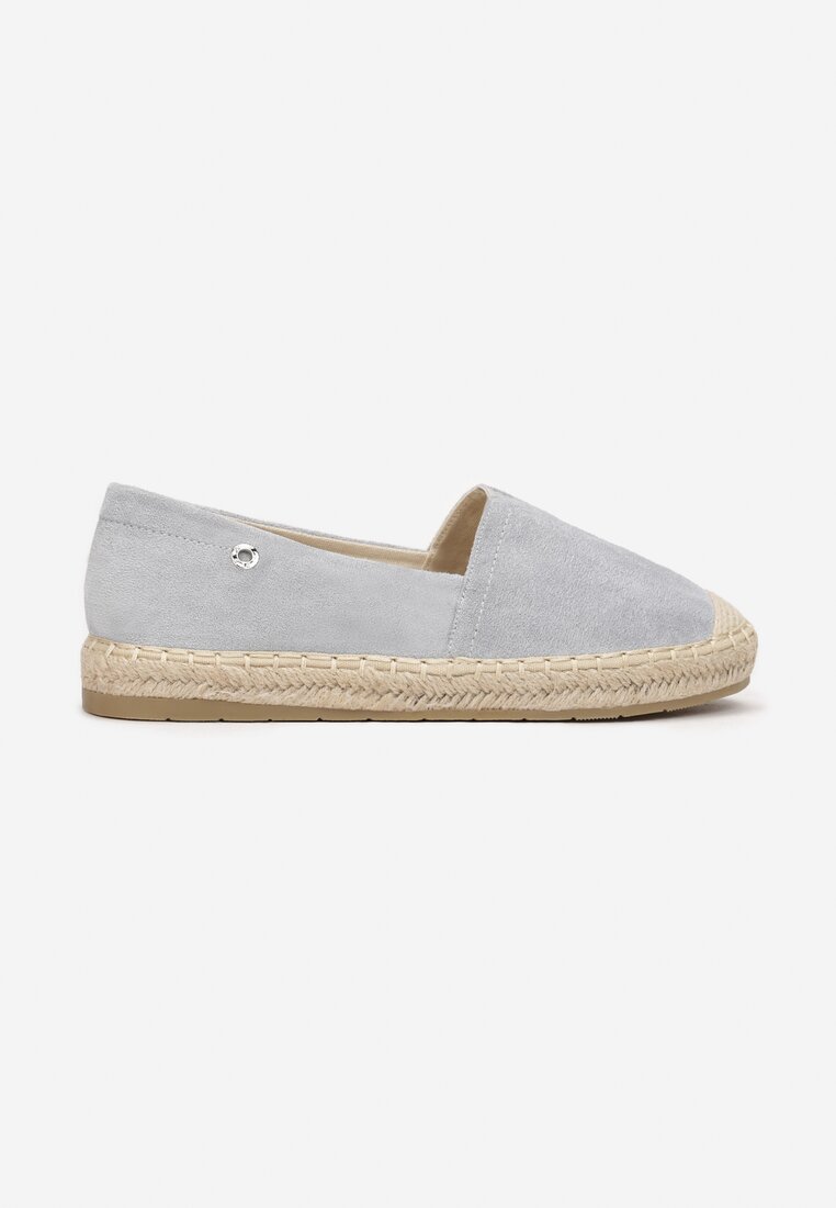 Niebieskie Espadryle z Plecioną Podeszwą i Nitami Bellamri