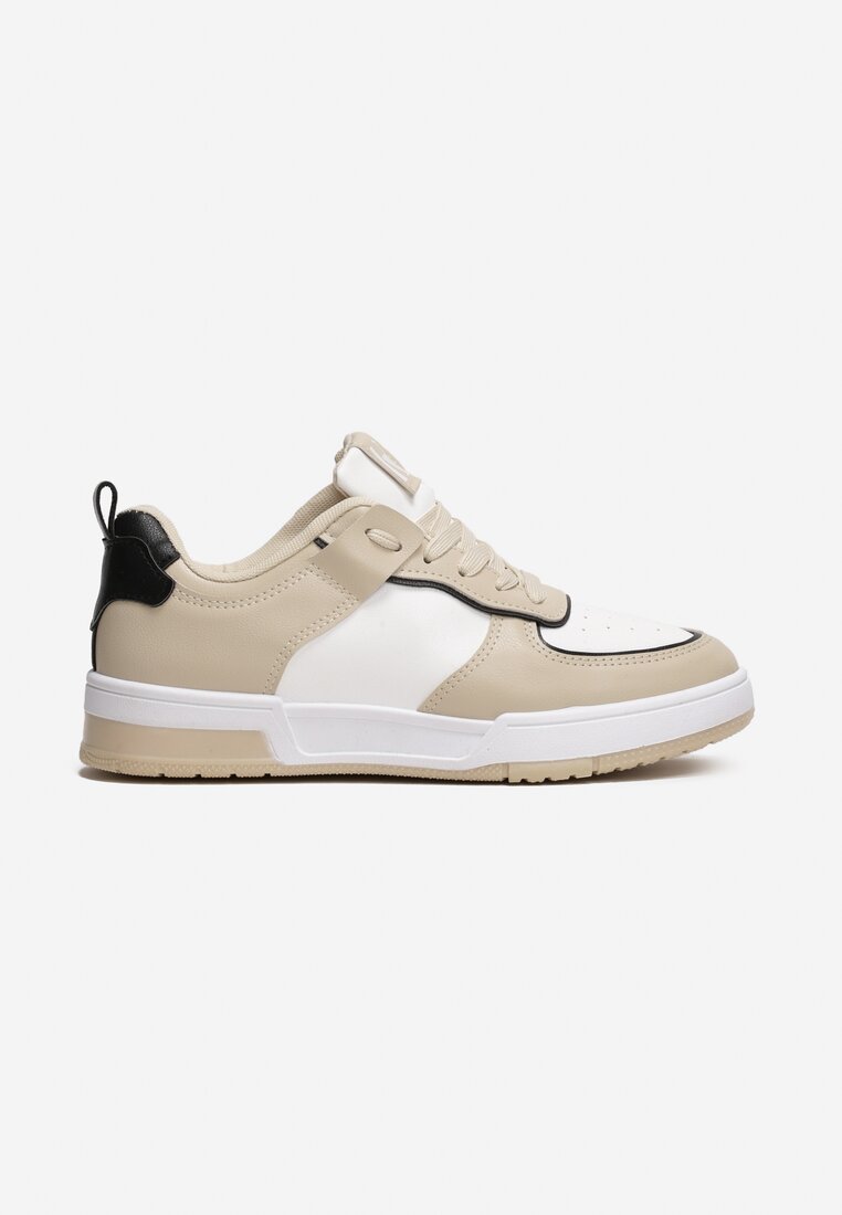 Beżowe Sneakersy z Imitacji Skóry z Kolorowymi Wstawkami Cardatea