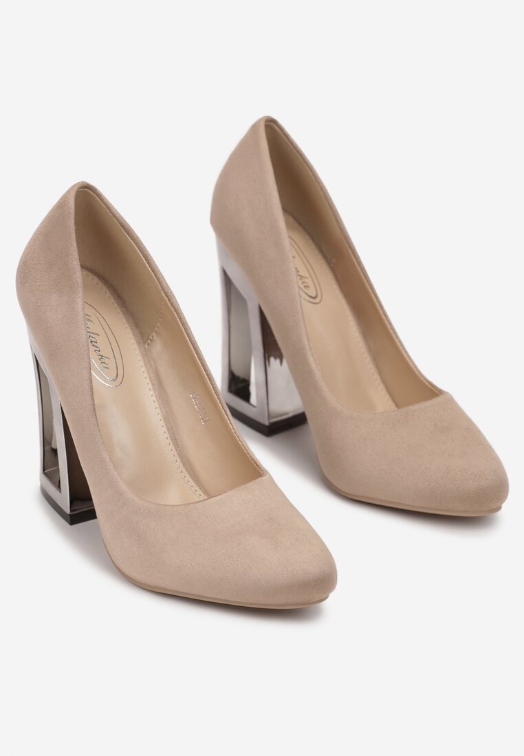 Bej Închis Pantofi cu Toc Transparent Catrin