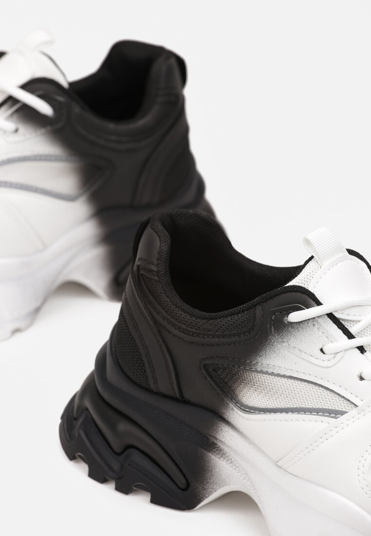 Czarno-Białe Sneakersy Zdobione Efektem Ombre i Tłoczeniami Dolley