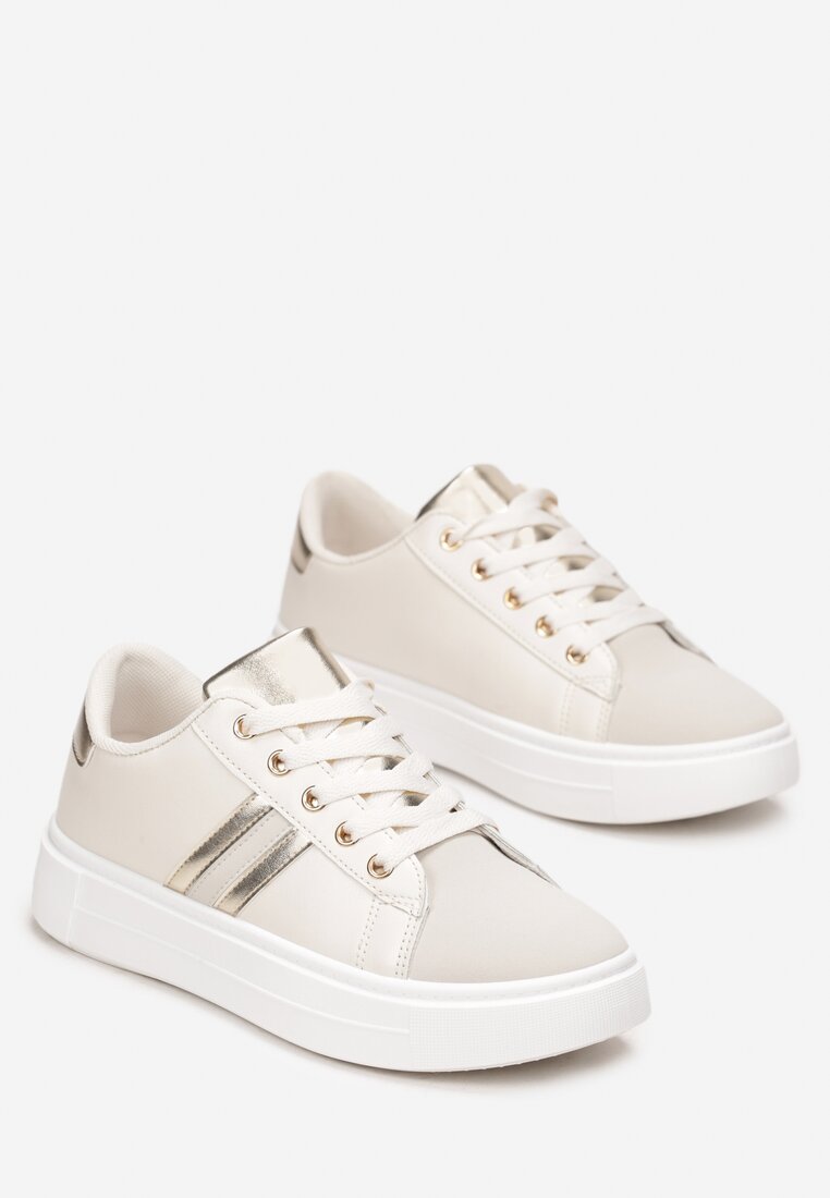 Beżowe Sneakersy Sznurowane na Grubej Podeszwie Livorna