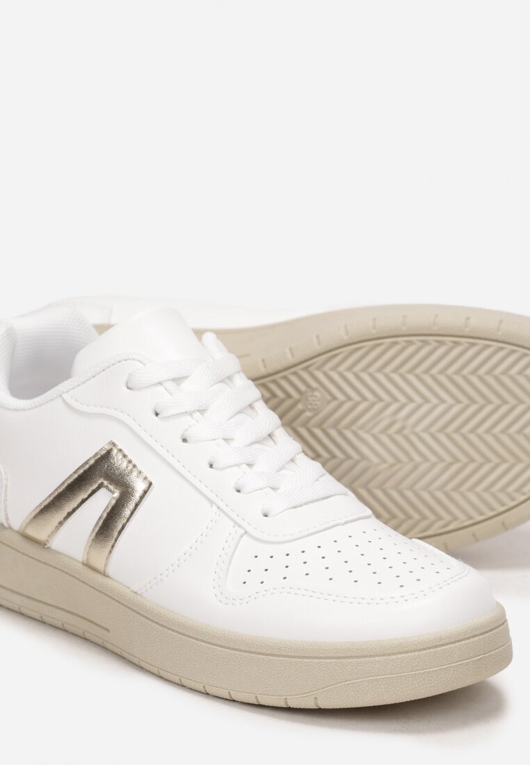 Biało-Złote Sneakersy z Wstawkami Araa
