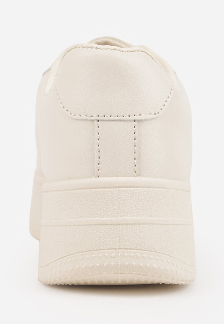 Beżowe Sznurowane Sneakersy na Platformie z Bieżnikiem Arvilla