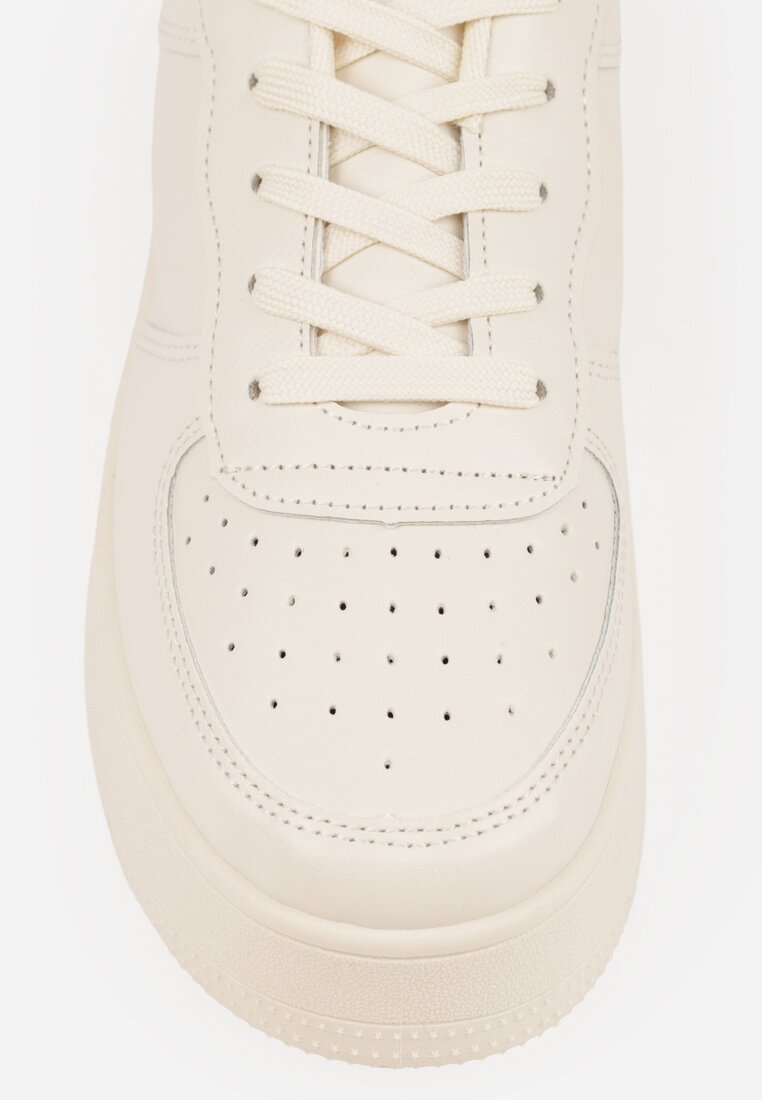 Beżowe Sznurowane Sneakersy na Platformie z Bieżnikiem Arvilla
