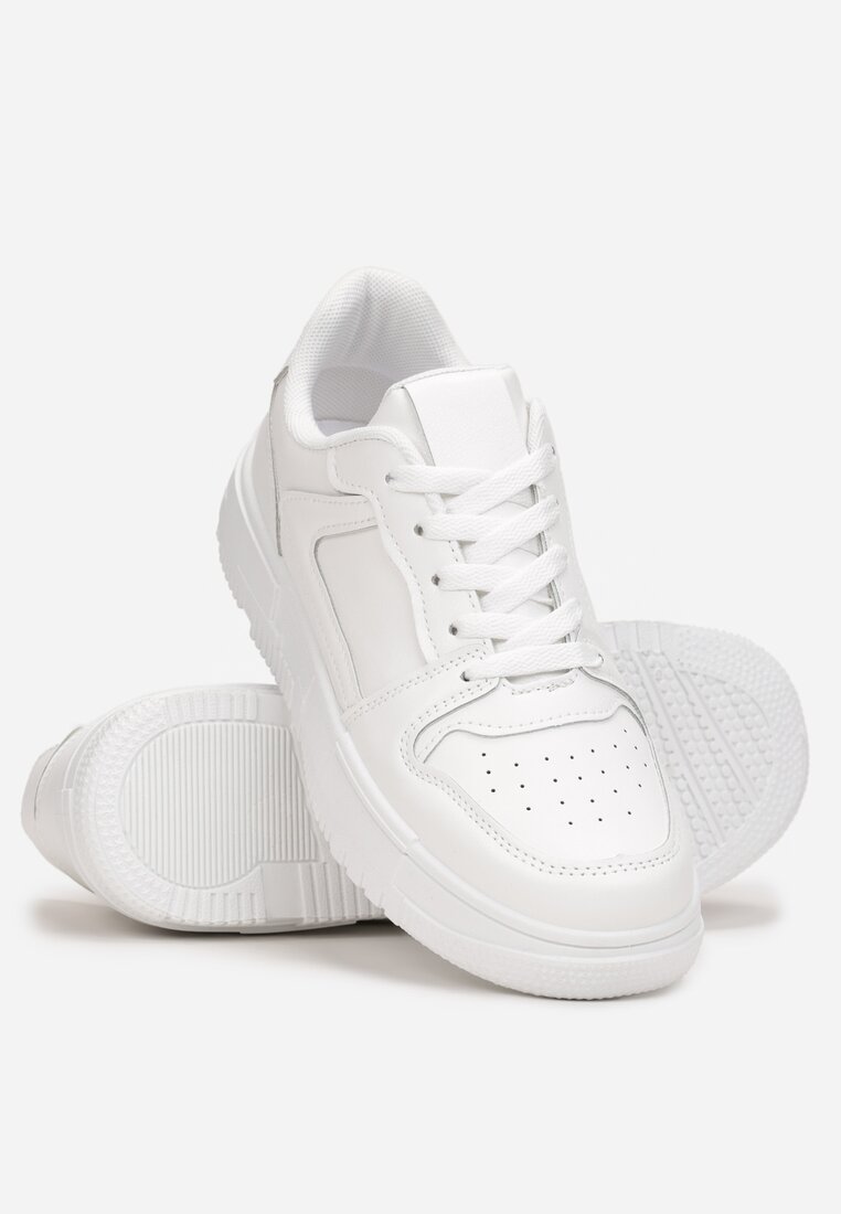 Białe Sznurowane Sneakersy na Grubej Podeszwie Ketty