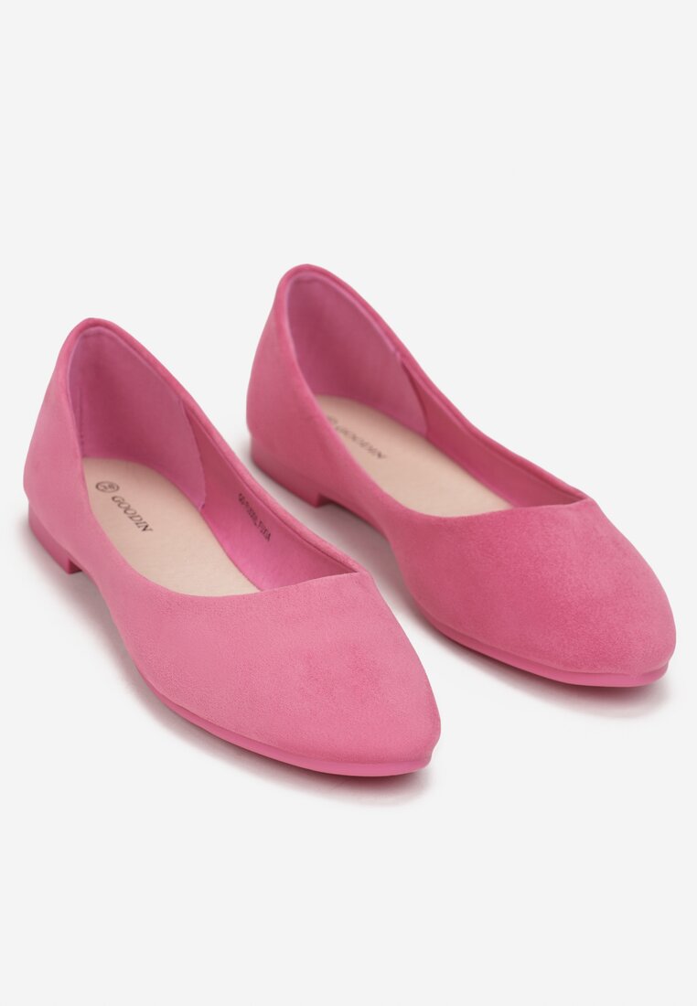 Balerini Fucsia Slip On din piele intoarsa ecologica Samanvi