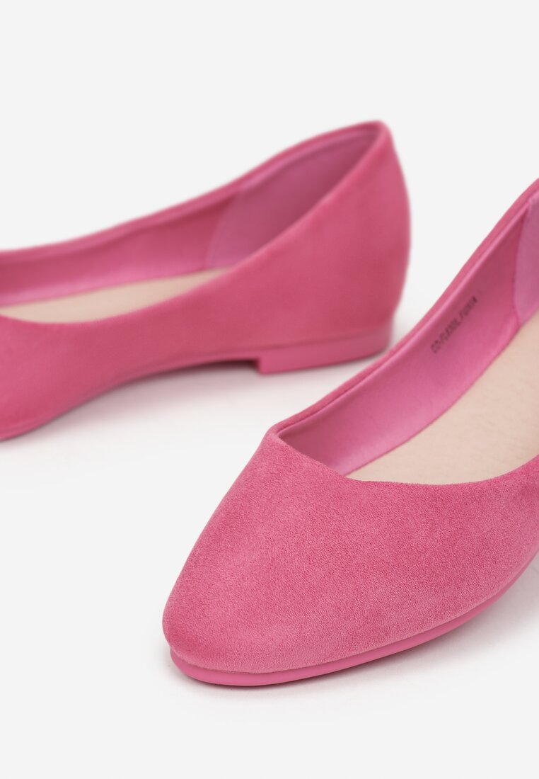 Balerini Fucsia Slip On din piele intoarsa ecologica Samanvi