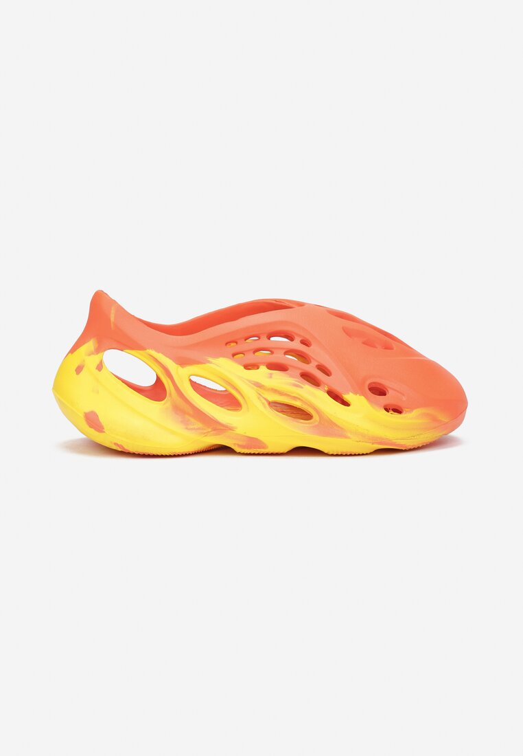 Pomarańczowe Gumowe Sneakersy Zdobione Efektem Ombre i Wycięciami Lisna