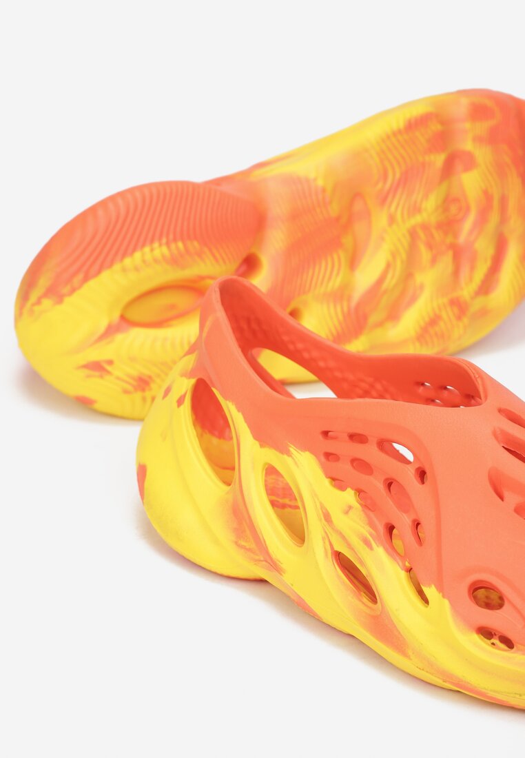 Pomarańczowe Gumowe Sneakersy Zdobione Efektem Ombre i Wycięciami Lisna