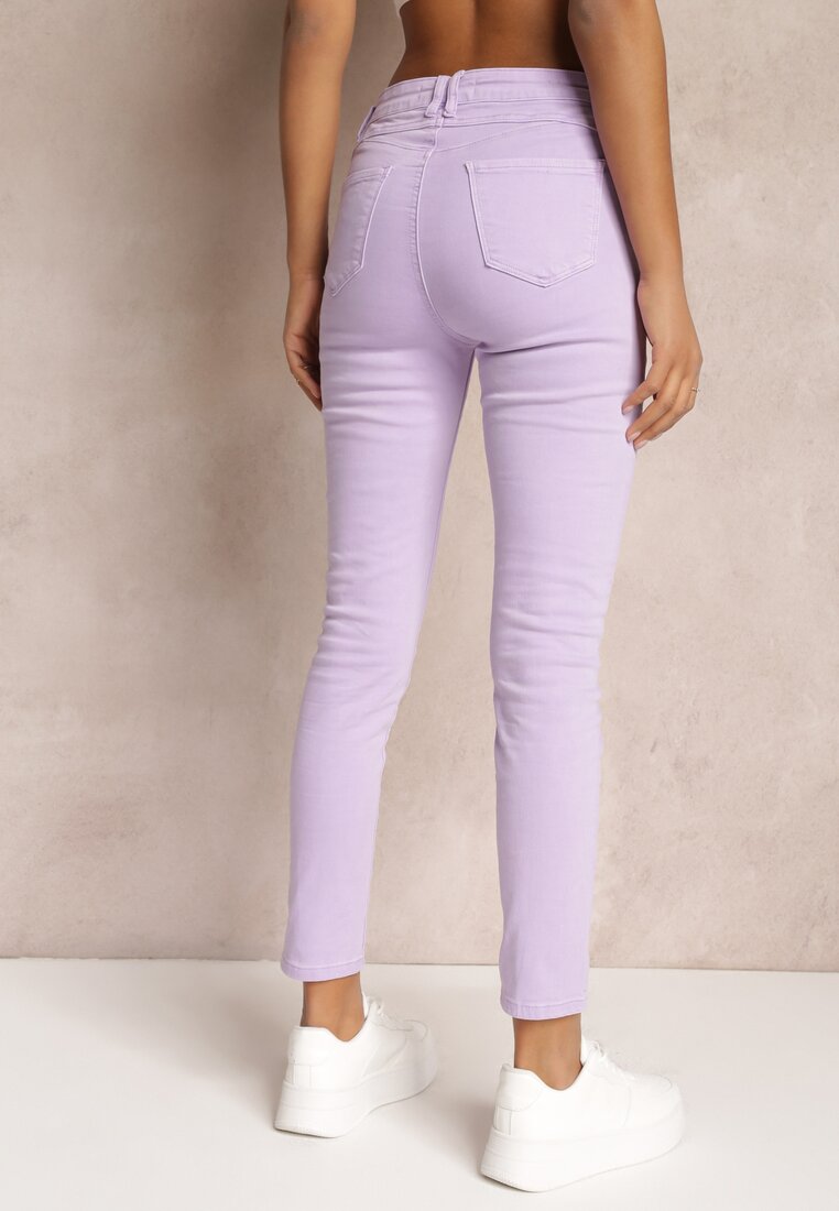 Fioletowe Jeansy Skinny z Efektem Push Up Karinali