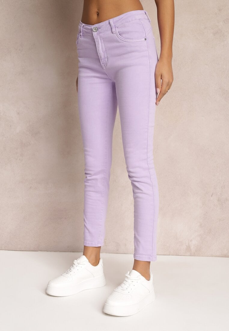 Fioletowe Jeansy Skinny z Efektem Push Up Karinali