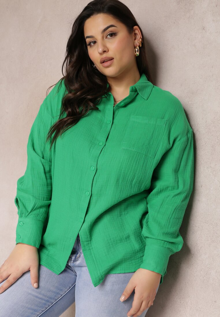 Zielona Koszula Zapinana z Bawełny Murame