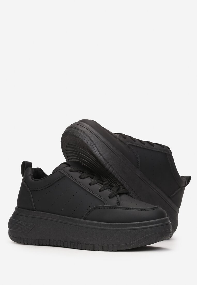 Sneakers Negri cu Platformă și Șiret Kior