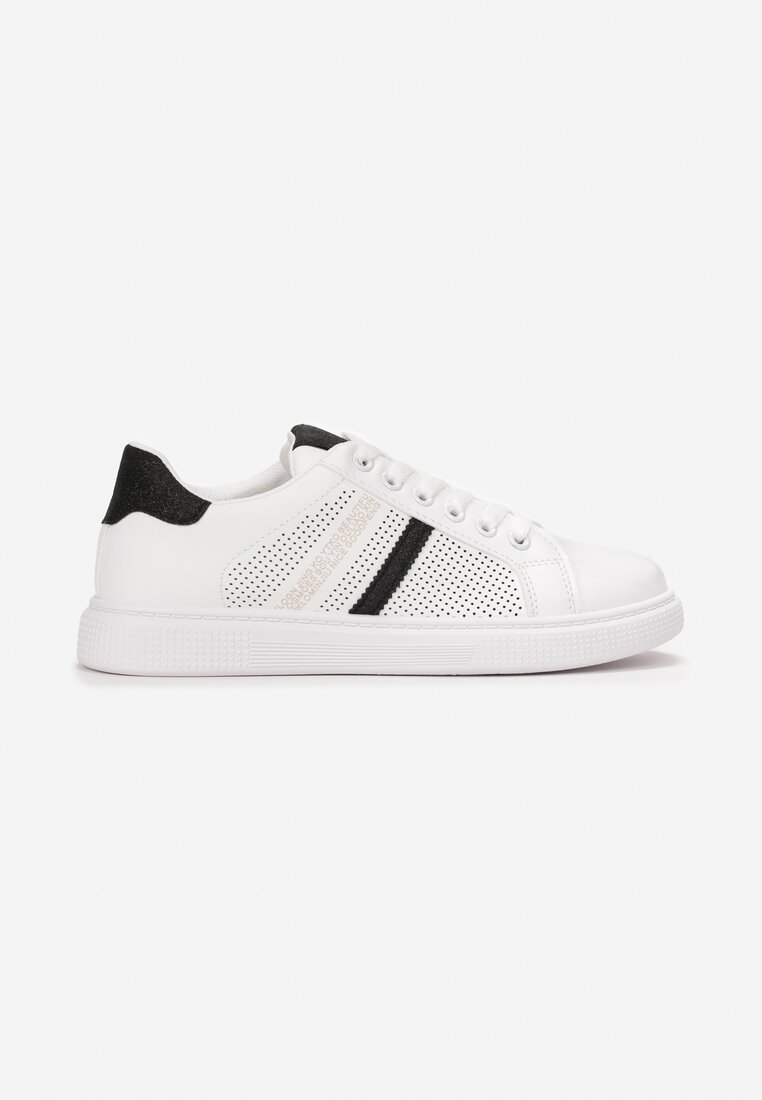 Biało-Czarne Sneakersy Sznurowane z Brokatem Celiyah