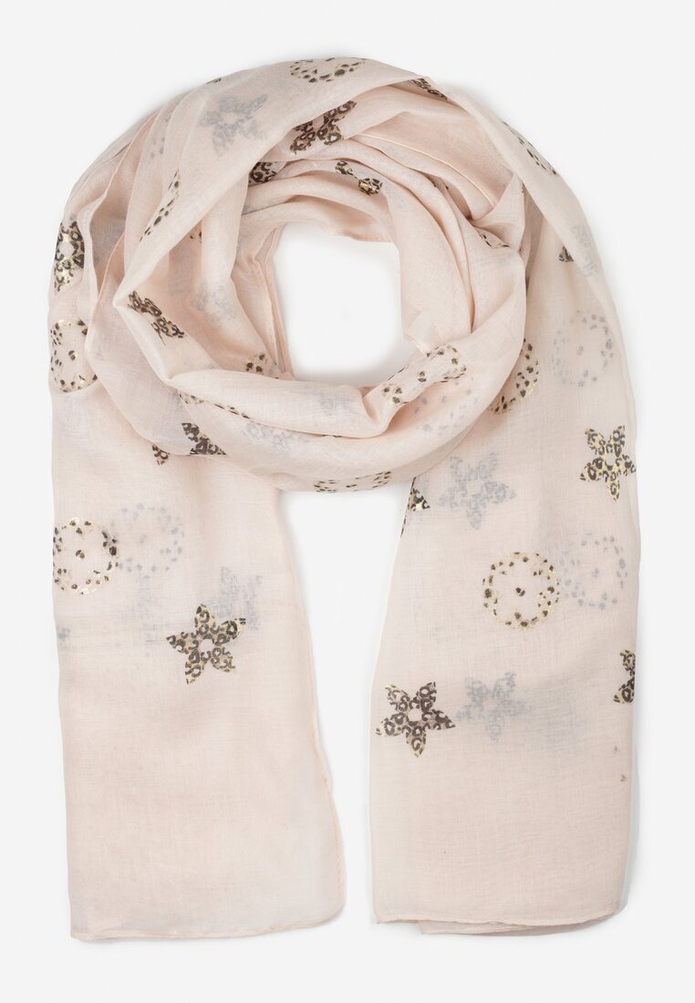 Różowy Prostokątny Szalik z Wiskozy z Błyszczącymi Wzorami Rias