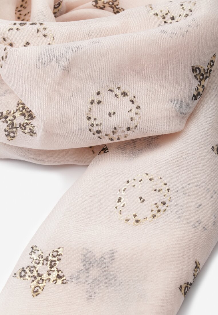 Różowy Prostokątny Szalik z Wiskozy z Błyszczącymi Wzorami Rias