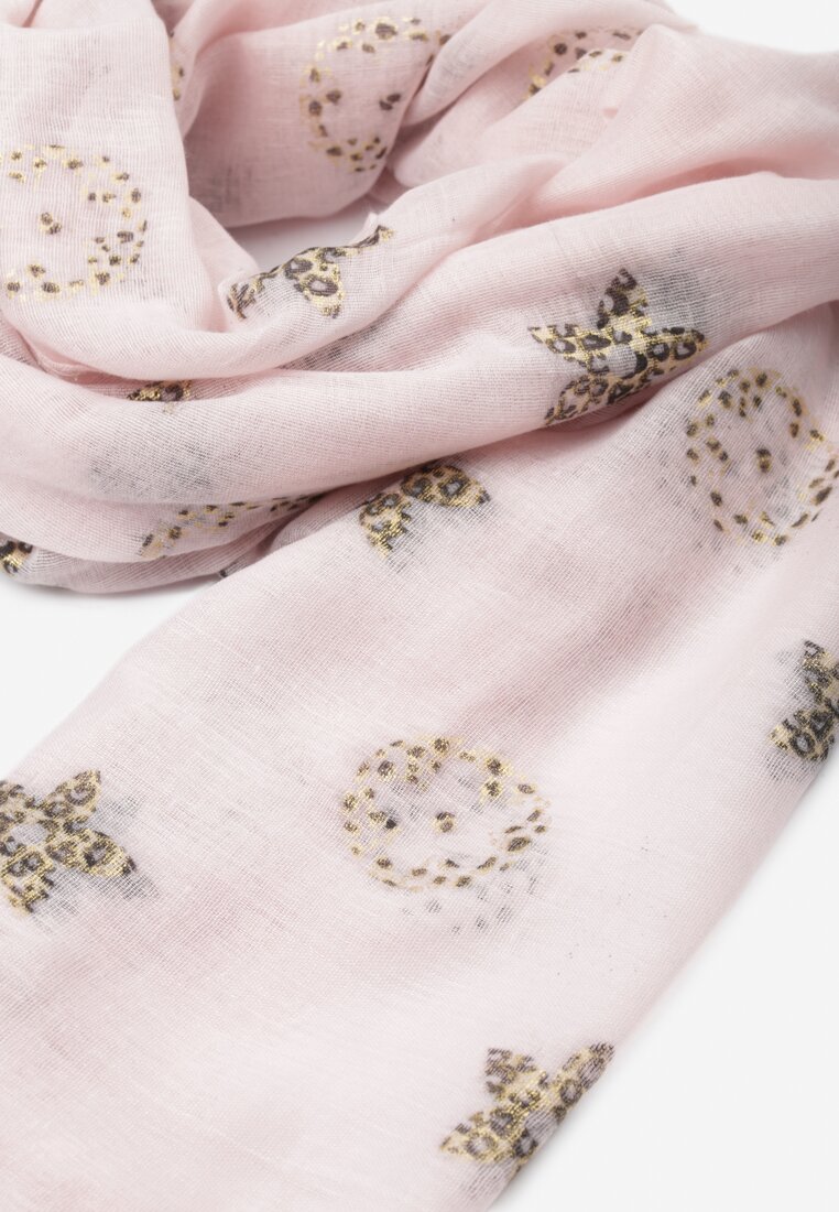 Jasnoróżowy Prostokątny Szalik z Wiskozy z Błyszczącymi Wzorami Rias