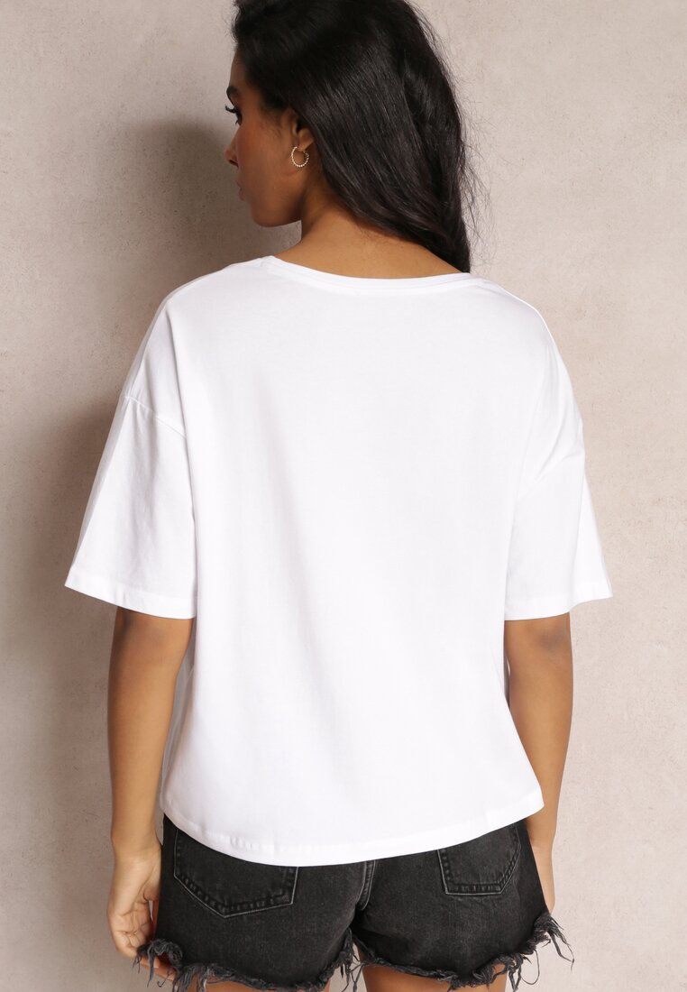 Biały Bawełniany T-shirt z Nadrukiem w Cytrusy Atherise