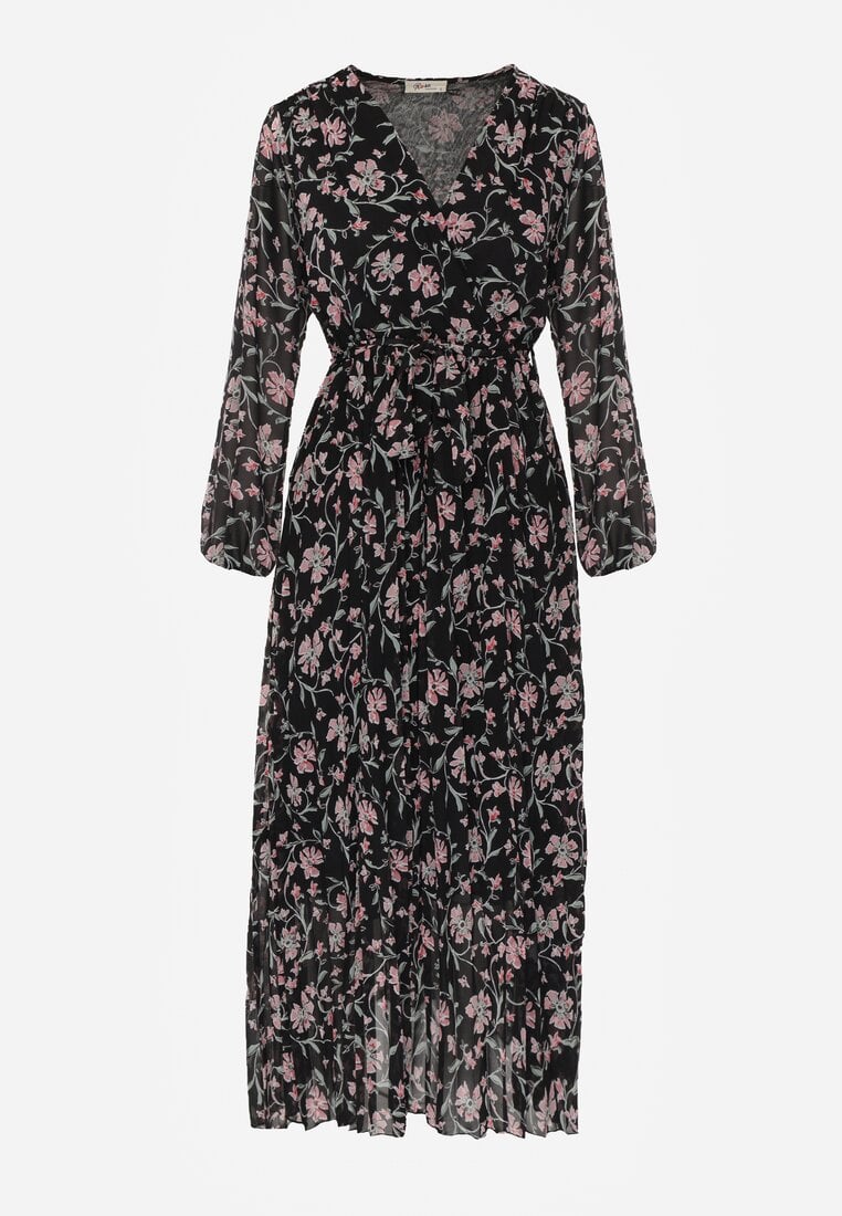 Rochie Neagră cu Decolteu Petrecut și Partea Inferioară Pliată Narelline