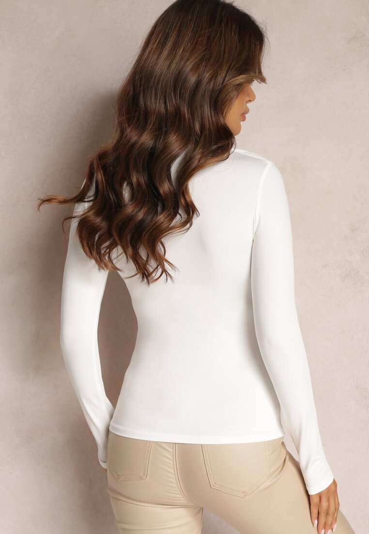 Biała Bluzka Zapinana na Zatrzaski z Kołnierzykiem Faelona
