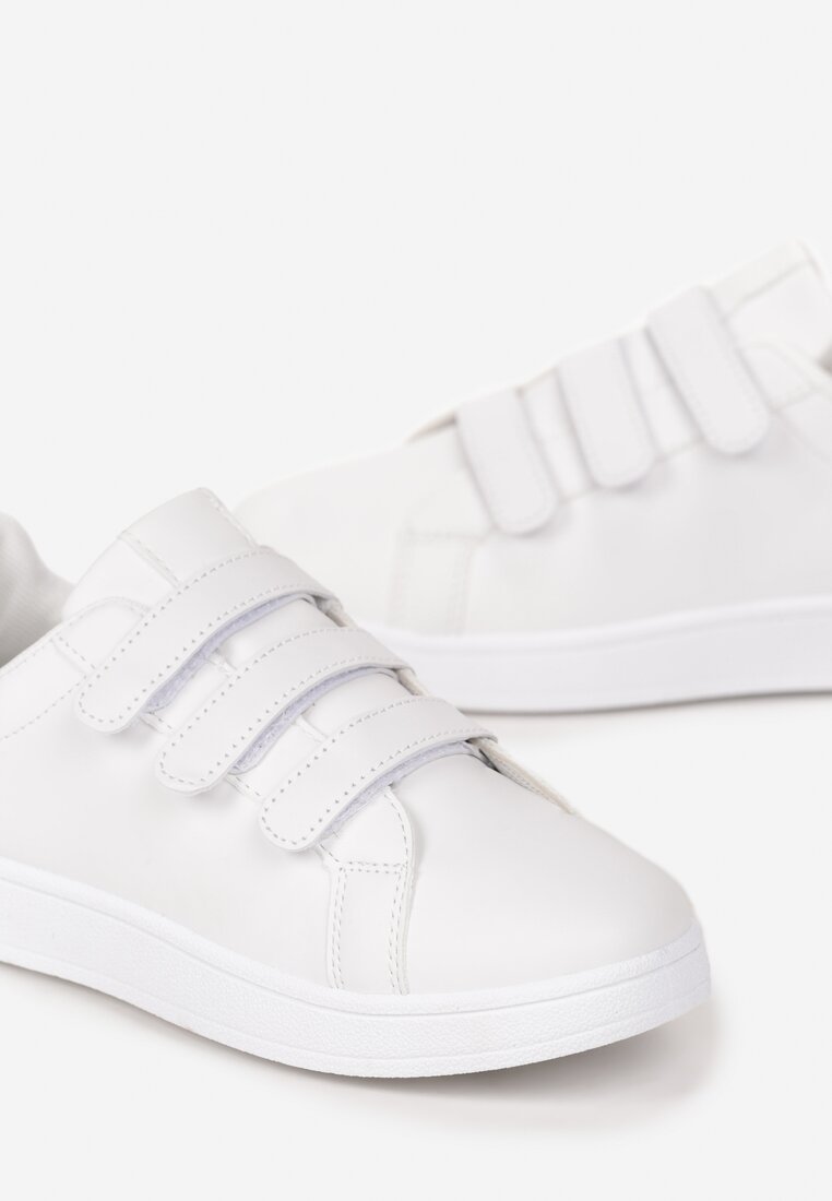 Białe Sneakersy z Trzema Paskami na Rzep Liditra