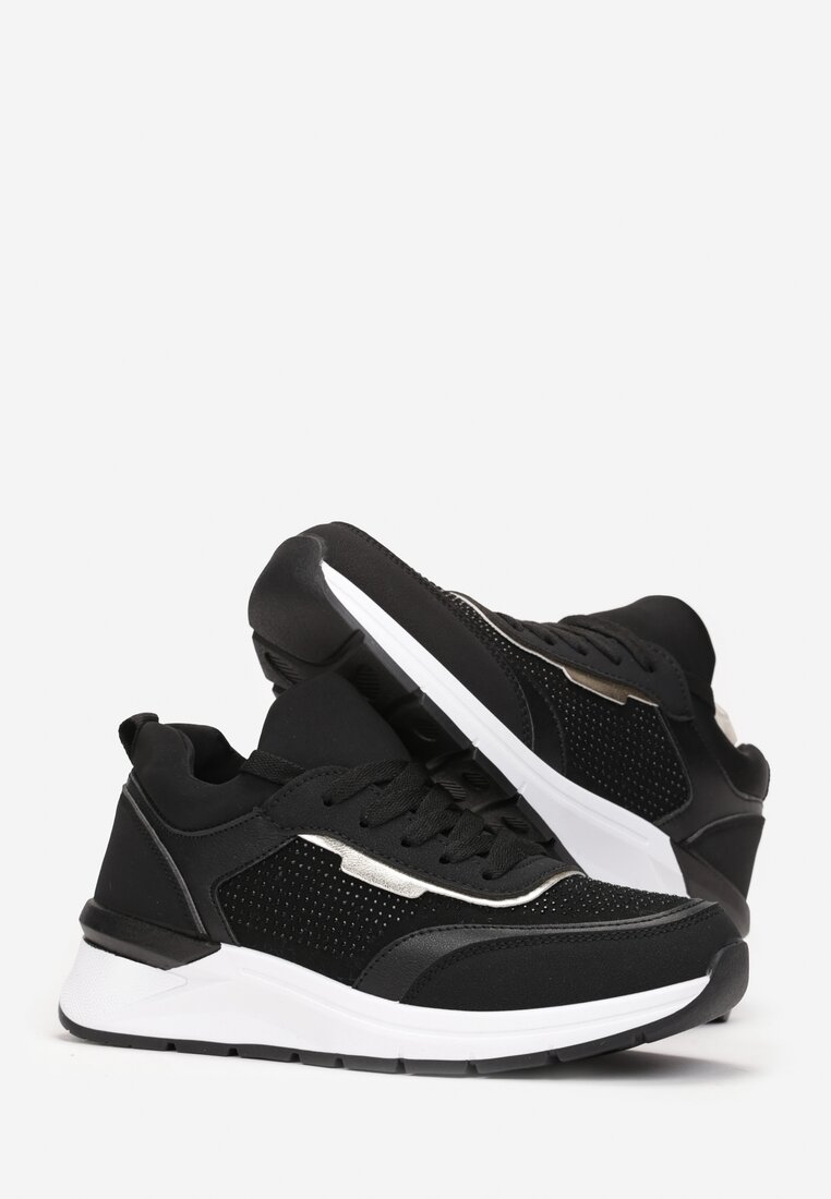 Czarne Sneakersy z Błyszczącymi Cyrkoniami Aviveria