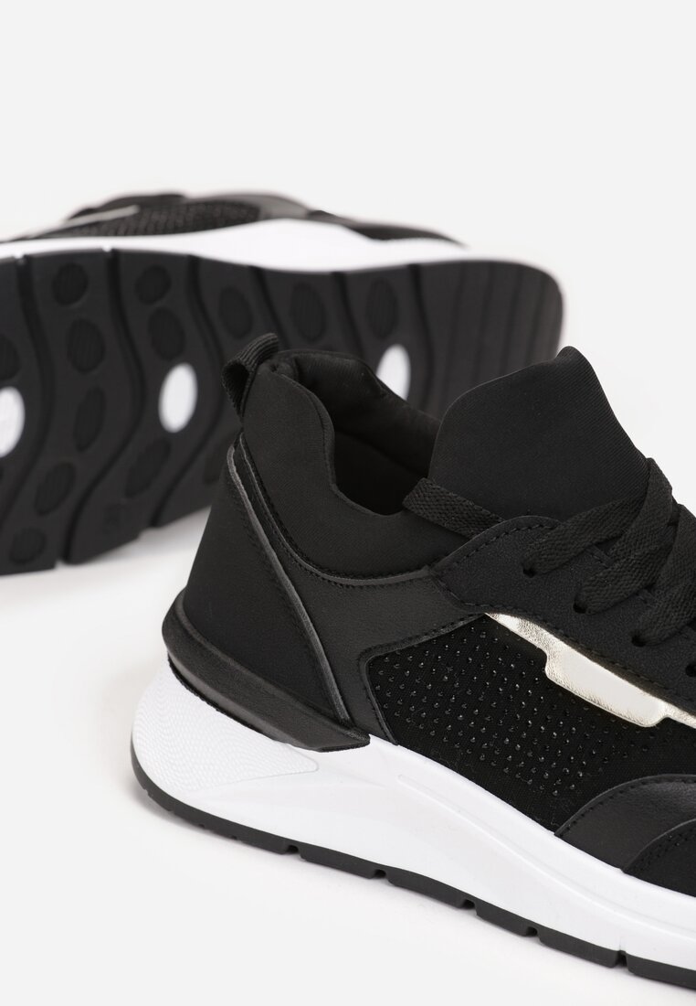 Czarne Sneakersy z Błyszczącymi Cyrkoniami Aviveria