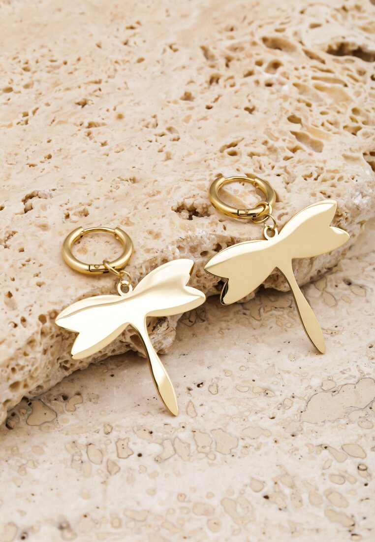 Złote Wiszące Kolczyki Ważki Zullosi