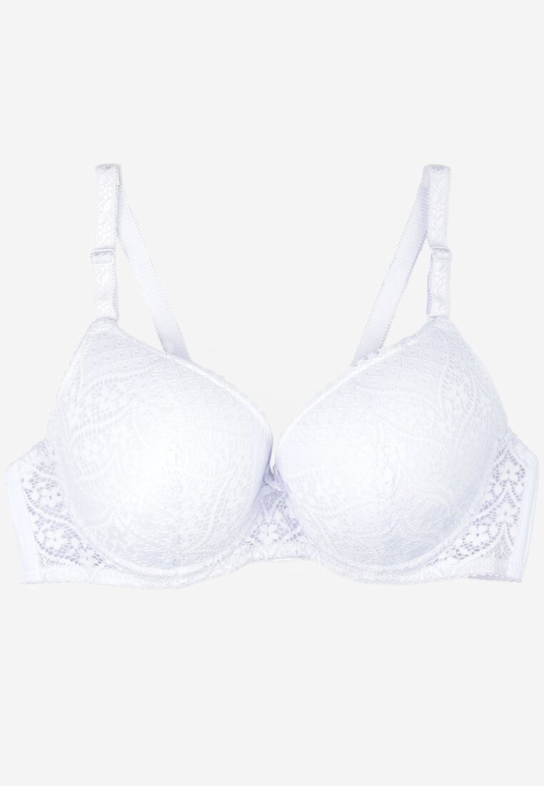 Sutien Alb Rigid Full Cup cu Dantelă cu Fundă Larinora