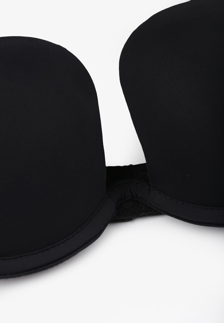 Czarny Gładki Biustonosz Plunge z Efektem Push Up Sisati