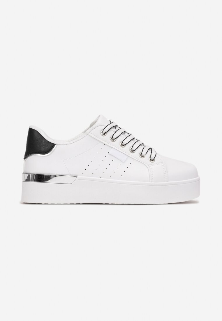 Białe Sneakersy na Ozdobnej Podeszwie z Cholewką przed Kostkę Zanota