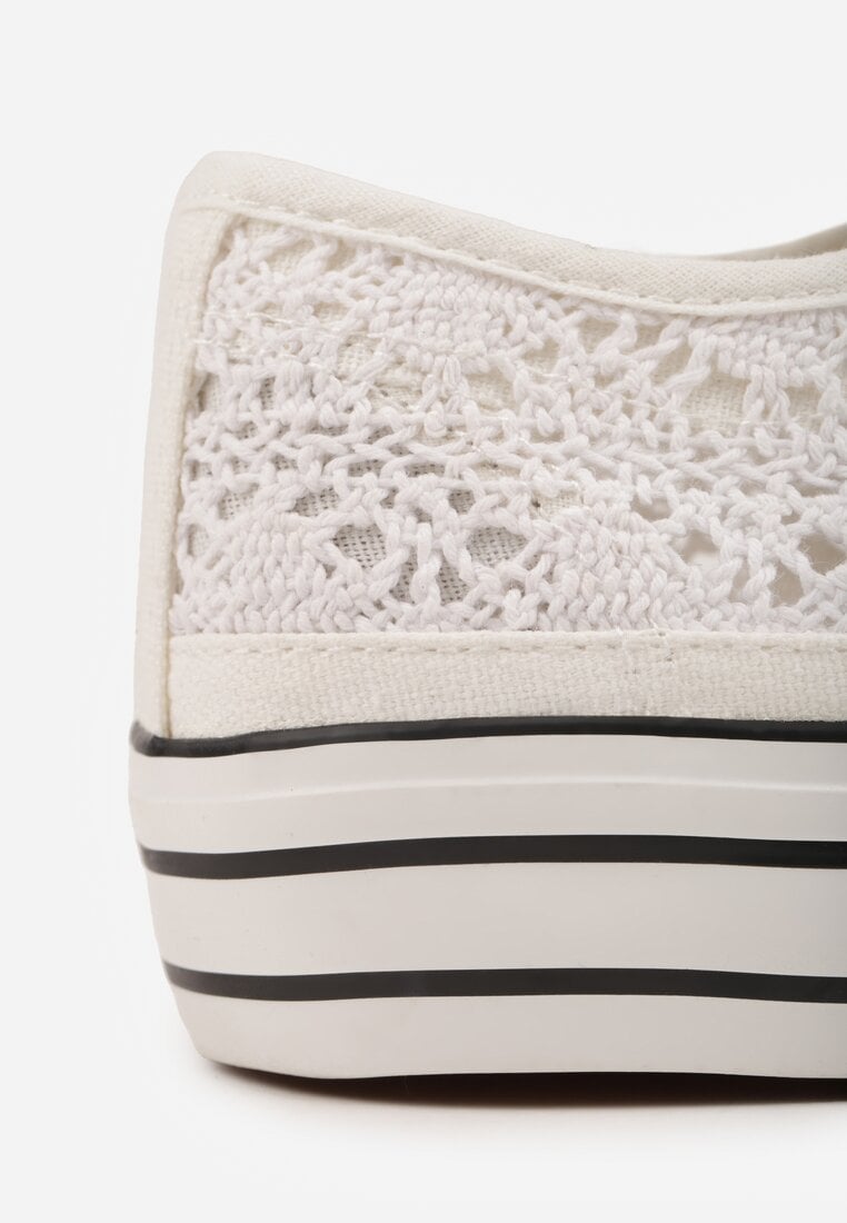 Białe Trampki Przed Kostkę z Ażurową Cholewką Shiliarre