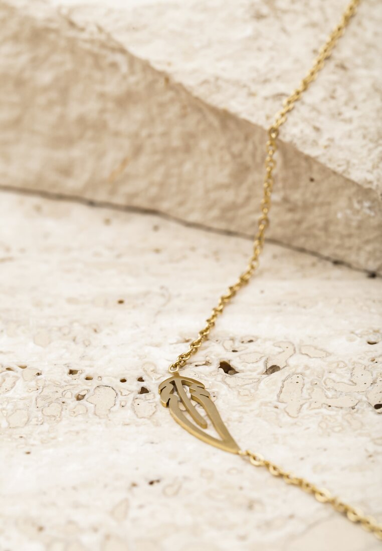 Złoty Naszyjnik z Symbolem Nieskończoności i Piórek na Cienkim Łańcuszku Cassanthe
