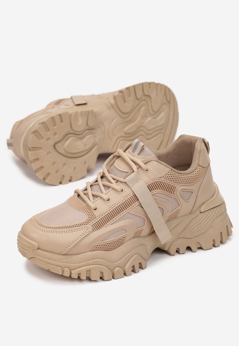 Sneakers-uri bej inchis Ornat cu Reliefuri cu Talpa Amortizanta Arysza