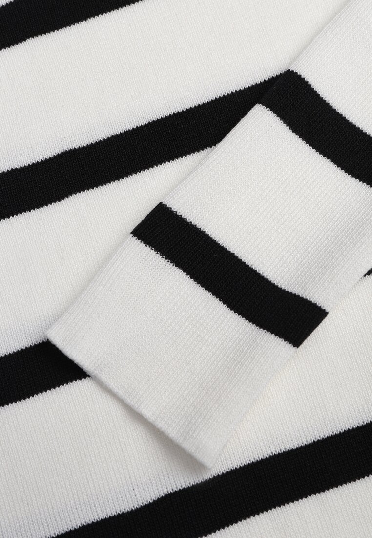 Pulover Oversize Alb Cu Mâneci Liliac și Model în Dungi Eistauma