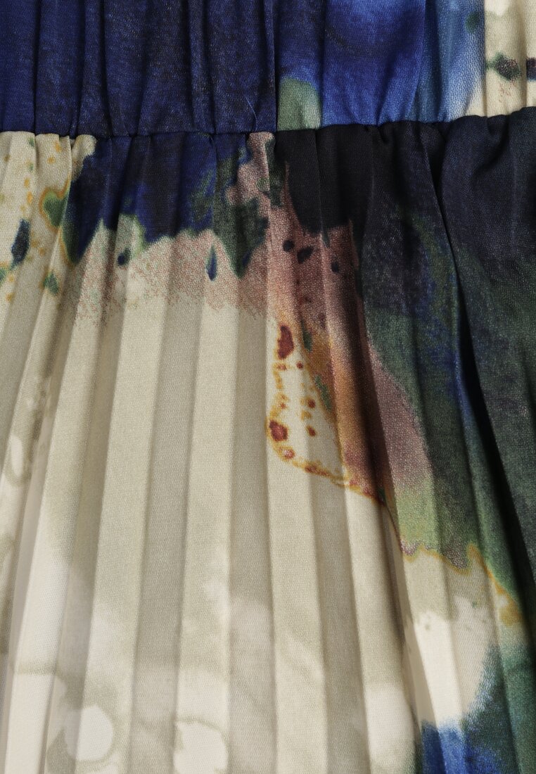 Fustă Verde-Bleumarin Pliuri Talie Elastică Symbiote