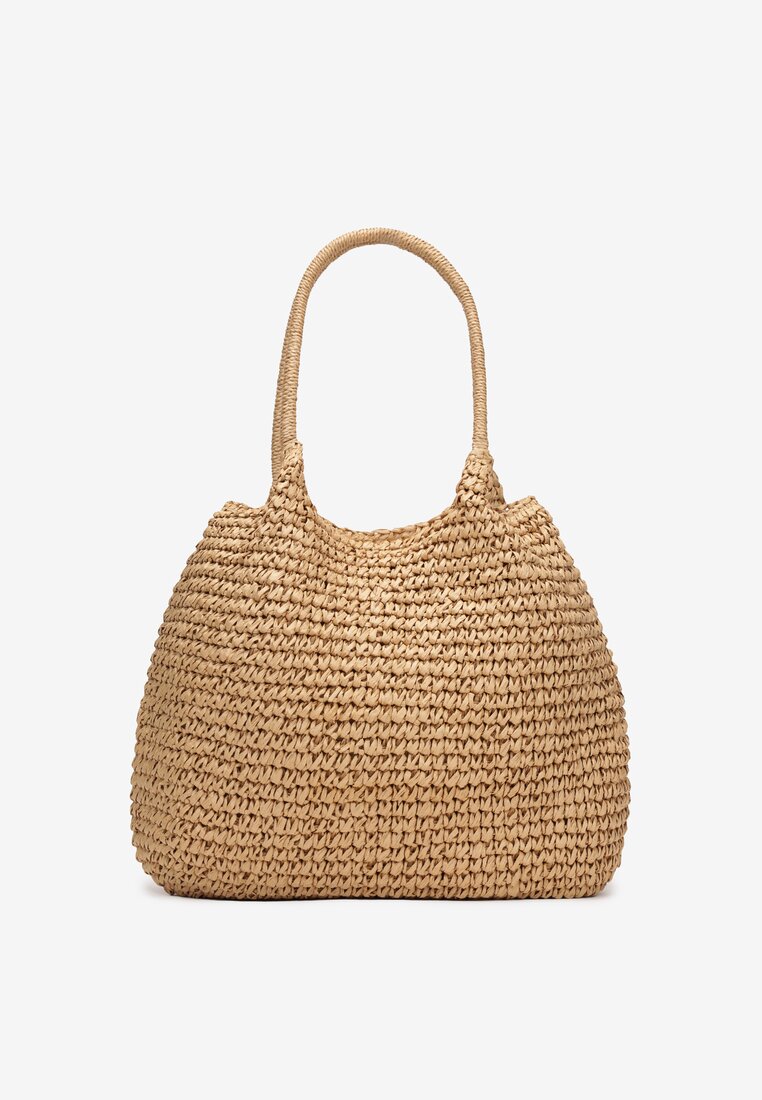 Beżowa Pleciona Torebka Shopper z Rączką Zulia