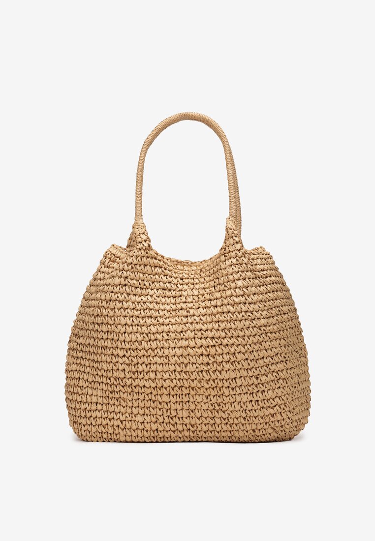 Beżowa Pleciona Torebka Shopper z Rączką Zulia