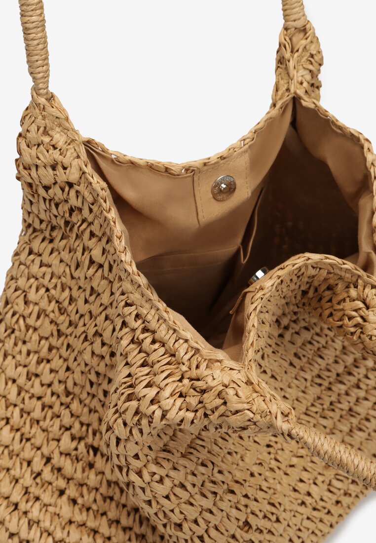 Beżowa Pleciona Torebka Shopper z Rączką Zulia