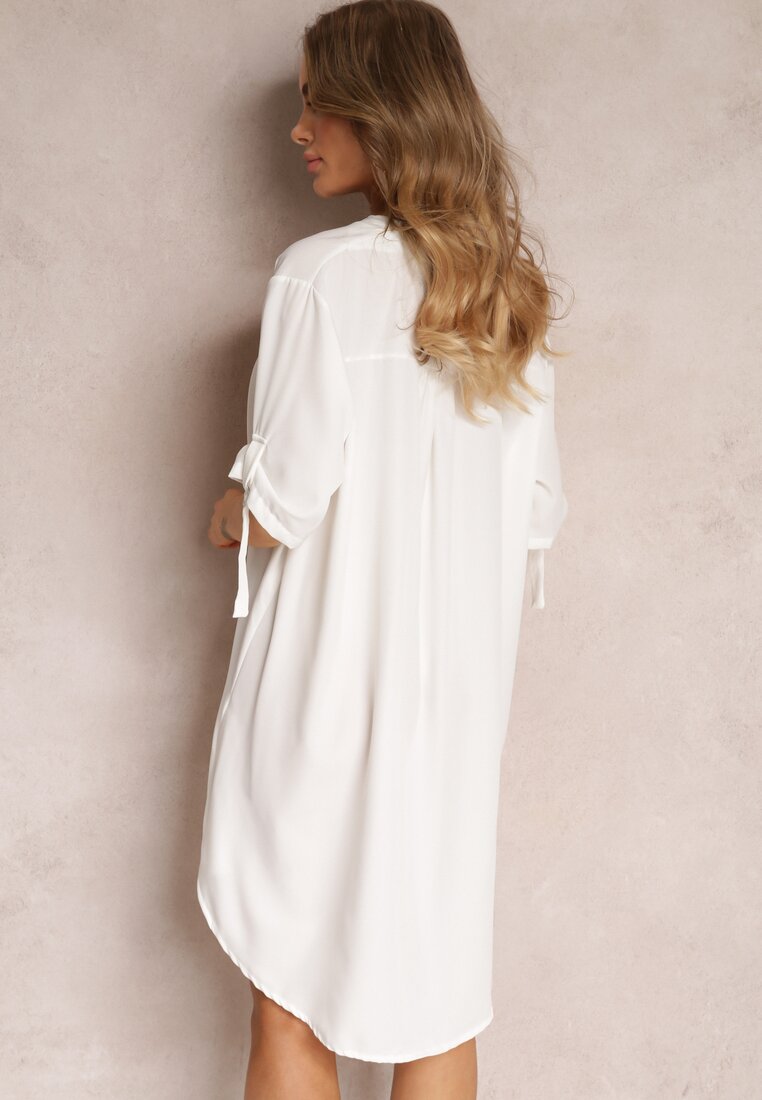 Biała Pudełkowa Sukienka Oversize z Kołnierzykiem Zaya