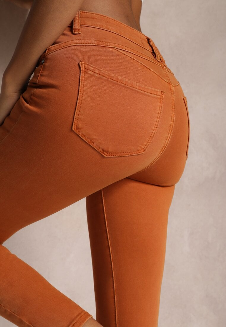 Pomarańczowe Jeansy Skinny z Efektem Push Up Karinali