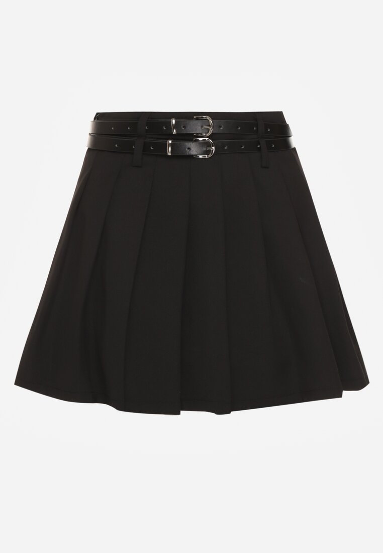 Fustă Neagră din Bumbac cu Bretele cu Cataramă Bayla