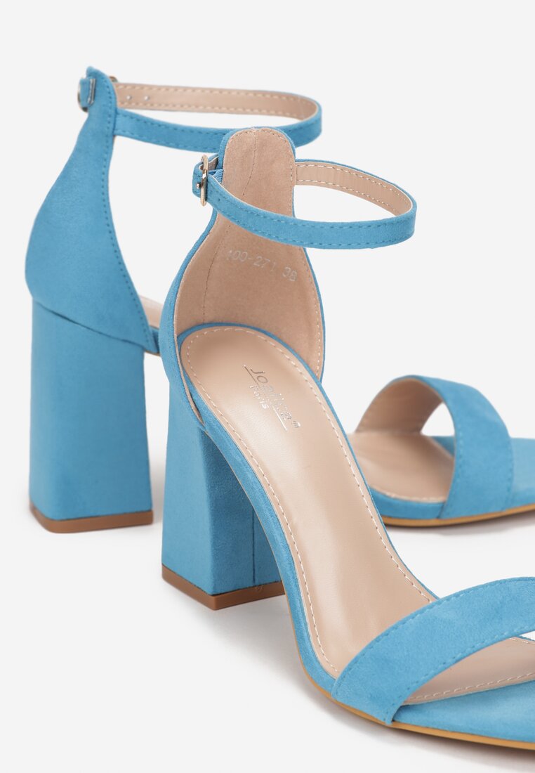 Niebieskie Sandały z Kwadratowym Noskiem na Słupku Mahsa