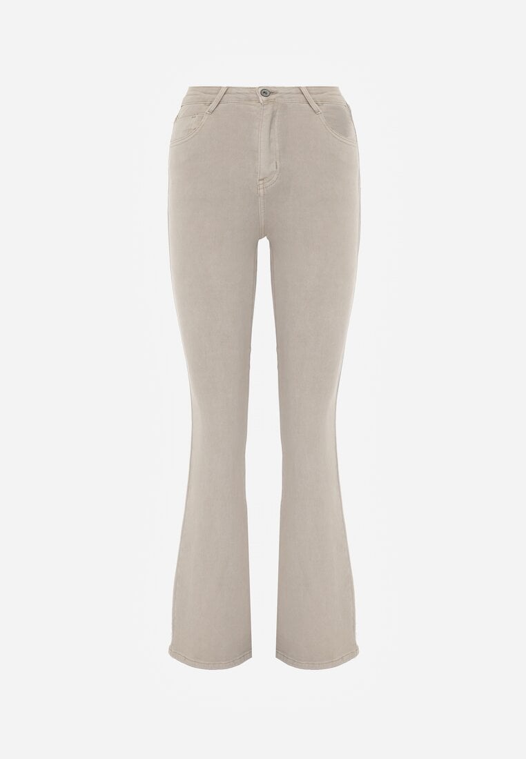 Jasnobeżowe Jeansy Dzwony Bawełnanie Briris