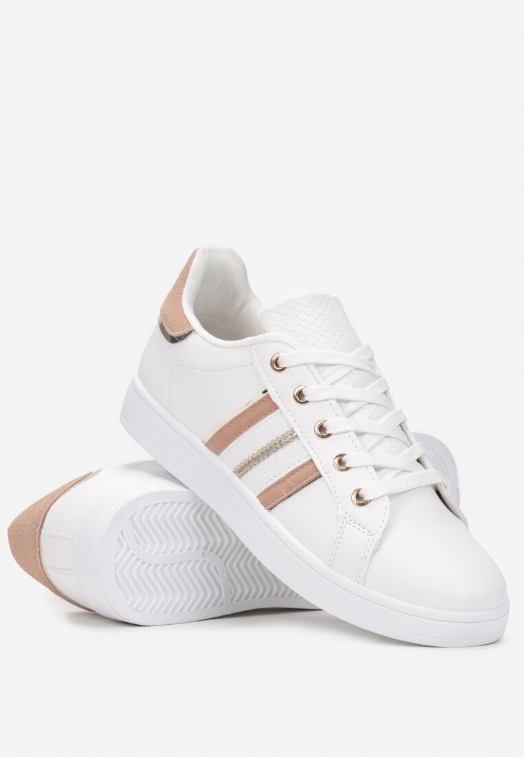 Biało-Złote Sneakersy Sznurowane Pakkasa