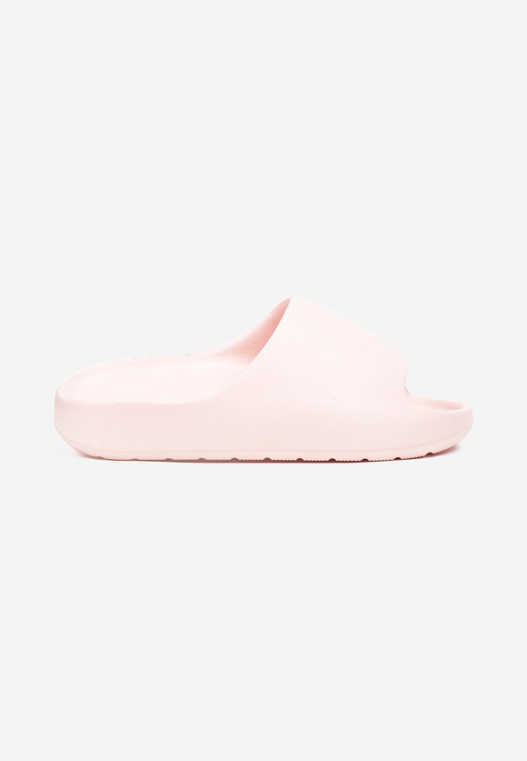 Różowe Piankowe Klapki z Grubą Podeszwą i Szerokim Paskiem Zamila