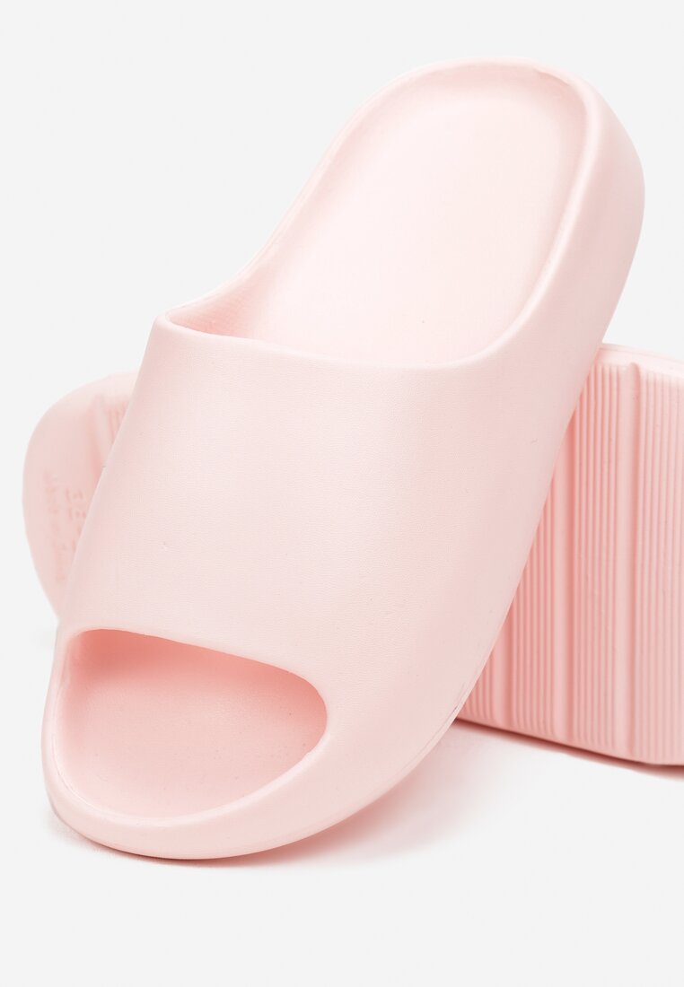 Różowe Piankowe Klapki z Grubą Podeszwą i Szerokim Paskiem Zamila