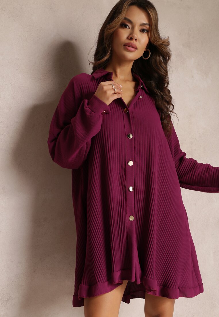 Rochie cămașă violetă plisată Giphi