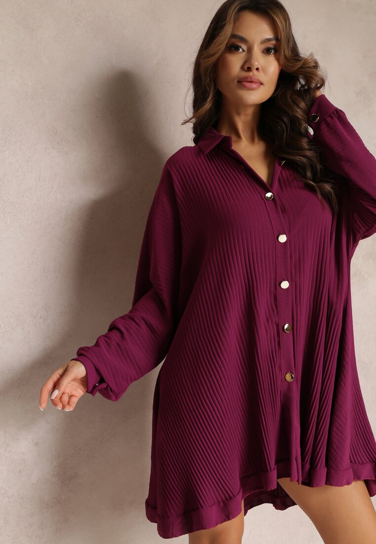 Rochie cămașă violetă plisată Giphi