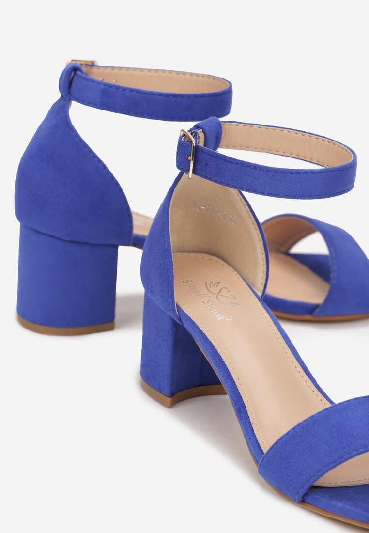 Niebieskie Sandały z Otwartym Noskiem na Słupku Anoushka